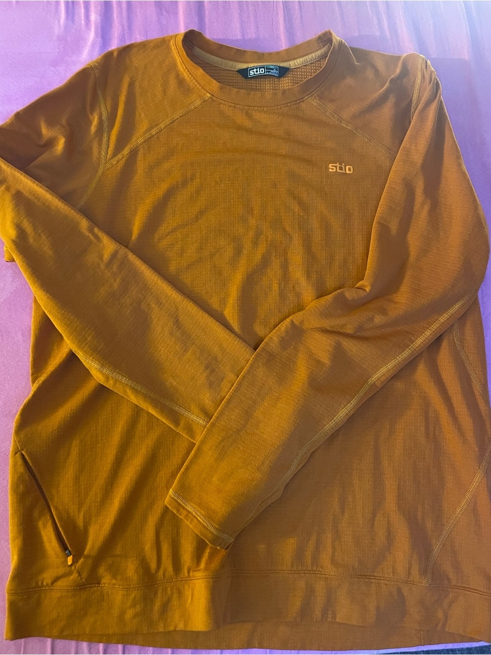 Stio Men's Long-Sleeve Crew Sweatshirt — Burnt Orange